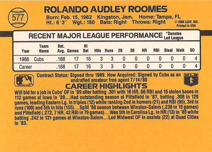 Rolando Roomes  baseball card collectible - Main Image 2