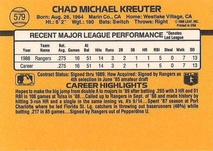Chad Kreuter  baseball card collectible - Main Image 2