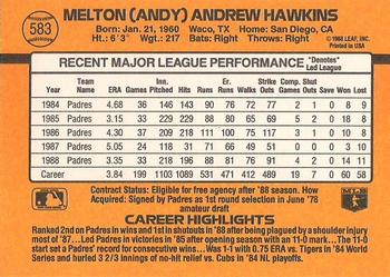 Andy Hawkins  baseball card collectible - Main Image 2