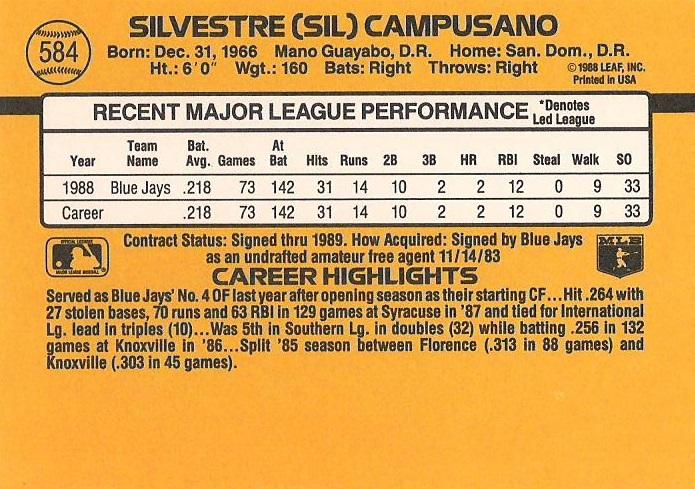 Sil Campusano  baseball card collectible - Main Image 2