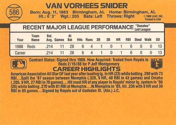 Van Snider  baseball card collectible - Main Image 2