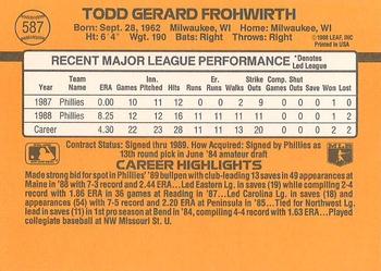 Todd Frohwirth  baseball card collectible - Main Image 2