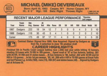 Mike Devereaux  baseball card collectible - Main Image 2