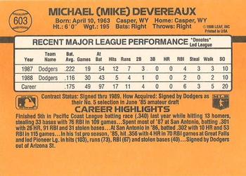 Mike Devereaux  baseball card collectible - Main Image 2