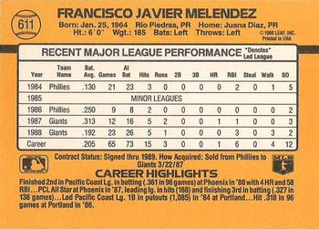 Francisco Melendez  baseball card collectible - Main Image 2