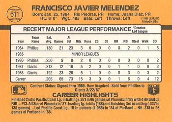 Francisco Melendez  baseball card collectible - Main Image 2