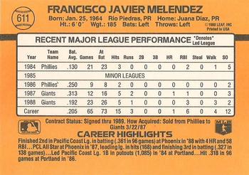 Francisco Melendez  baseball card collectible - Main Image 2