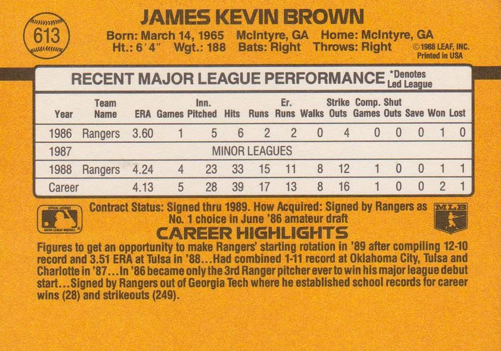 Kevin Brown  baseball card collectible - Main Image 2