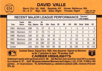 Dave Valle  baseball card collectible - Main Image 2