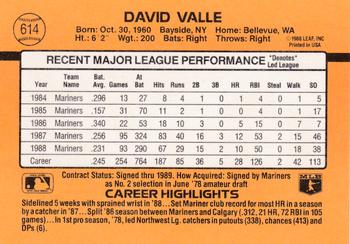 Dave Valle  baseball card collectible - Main Image 2