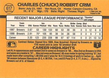 Chuck Crim  baseball card collectible - Main Image 2