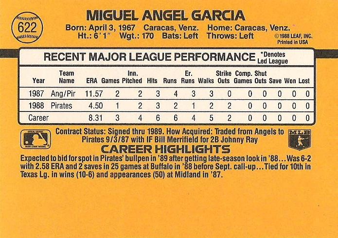 Miguel Garcia  baseball card collectible - Main Image 2
