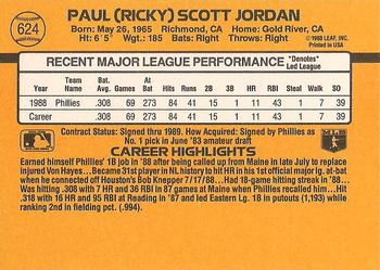 Ricky Jordan  baseball card collectible - Main Image 2