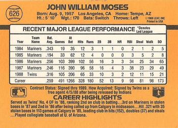John Moses  baseball card collectible - Main Image 2