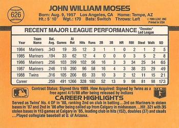 John Moses  baseball card collectible - Main Image 2