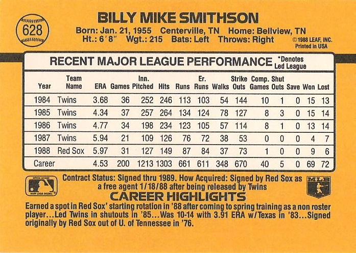 Mike Smithson  baseball card collectible - Main Image 2