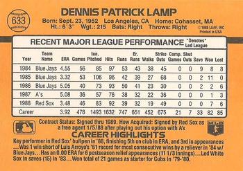 Dennis Lamp  baseball card collectible - Main Image 2