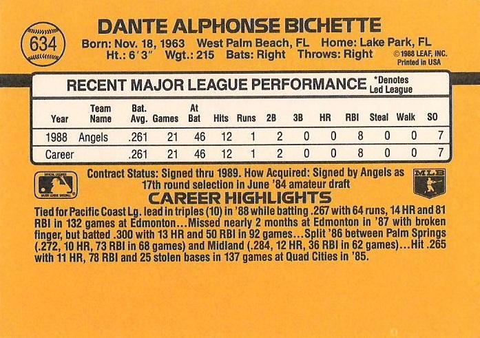 Dante Bichette  baseball card collectible - Main Image 2