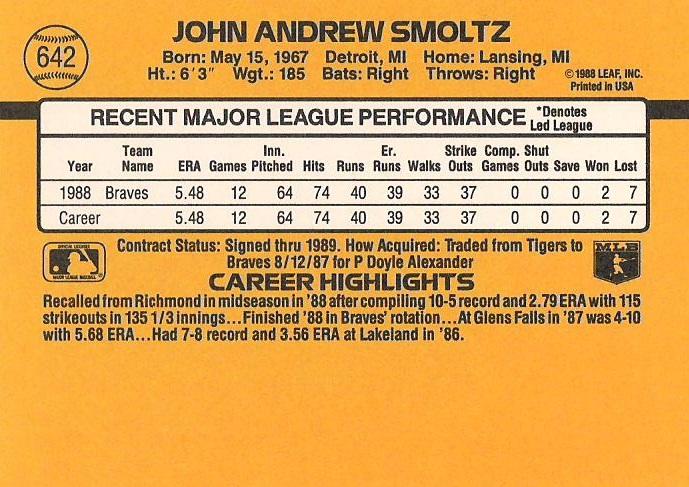 John Smoltz  baseball card collectible - Main Image 2