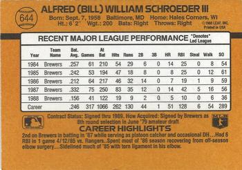 Bill Schroeder  baseball card collectible - Main Image 2