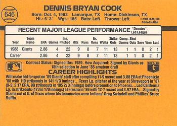 Dennis Cook  baseball card collectible - Main Image 2