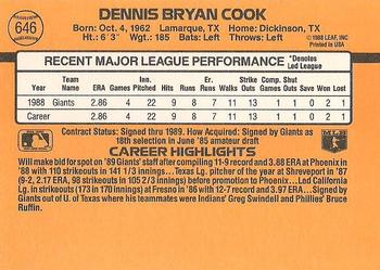 Dennis Cook  baseball card collectible - Main Image 2