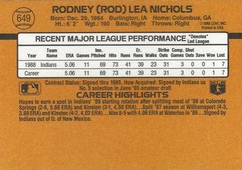 Rod Nichols  baseball card collectible - Main Image 2