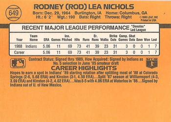Rod Nichols  baseball card collectible - Main Image 2