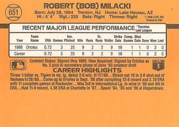 Bob Milacki  baseball card collectible - Main Image 2