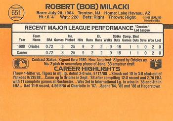 Bob Milacki  baseball card collectible - Main Image 2