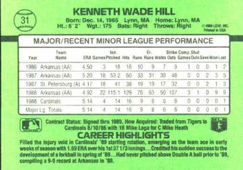 Ken Hill  baseball card collectible - Main Image 2