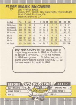 Mark McGwire  baseball card collectible - Main Image 2