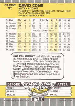 David Cone  baseball card collectible - Main Image 2