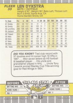 Len Dykstra  baseball card collectible - Main Image 2