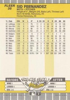 Sid Fernandez  baseball card collectible - Main Image 2