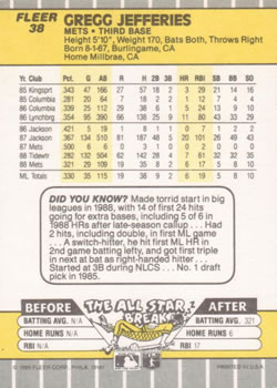 Gregg Jefferies  baseball card collectible - Main Image 2