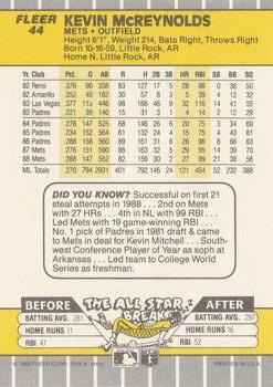 Kevin McReynolds  baseball card collectible - Main Image 2