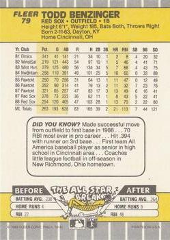 Todd Benzinger  baseball card collectible - Main Image 2