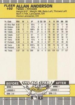Allan Anderson  baseball card collectible - Main Image 2