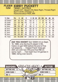 Kirby Puckett  baseball card collectible - Main Image 2