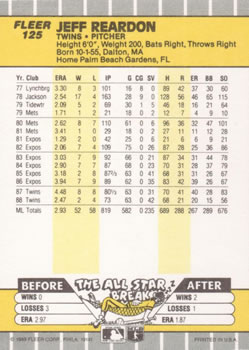 Jeff Reardon  baseball card collectible - Main Image 2