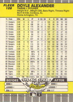 Doyle Alexander  baseball card collectible - Main Image 2