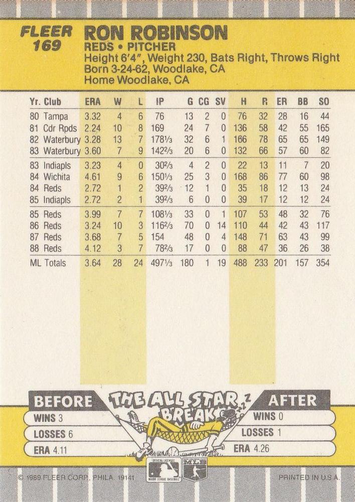 Ron Robinson  baseball card collectible - Main Image 2