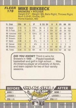 Mike Birkbeck  baseball card collectible - Main Image 2