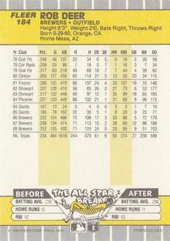 Rob Deer  baseball card collectible - Main Image 2