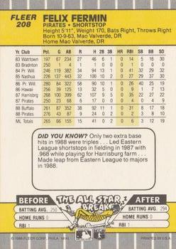 Felix Fermin  baseball card collectible - Main Image 2