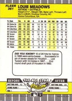 Louie Meadows  baseball card collectible - Main Image 2