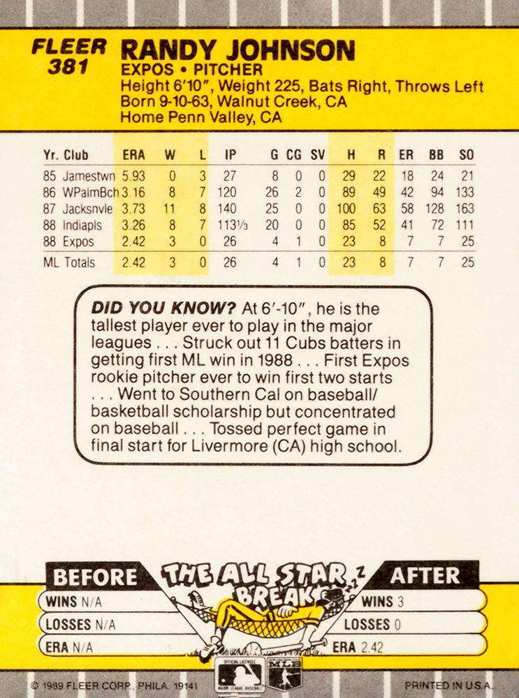 Randy Johnson  baseball card collectible - Main Image 2