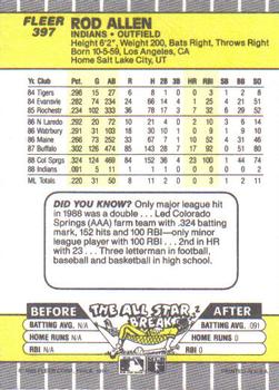 Rod Allen  baseball card collectible - Main Image 2