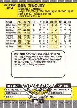 Ron Tingley  baseball card collectible - Main Image 2